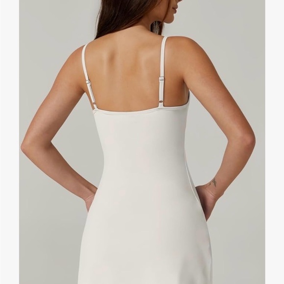 QINSEN White Spaghetti Strap Tennis Dress, Size Large - Picture 6 of 8